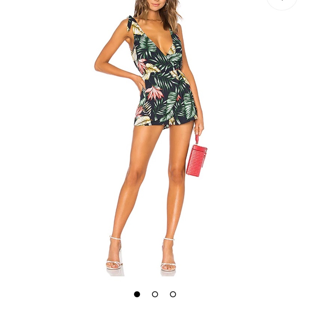 Palm front wrap romper- navy